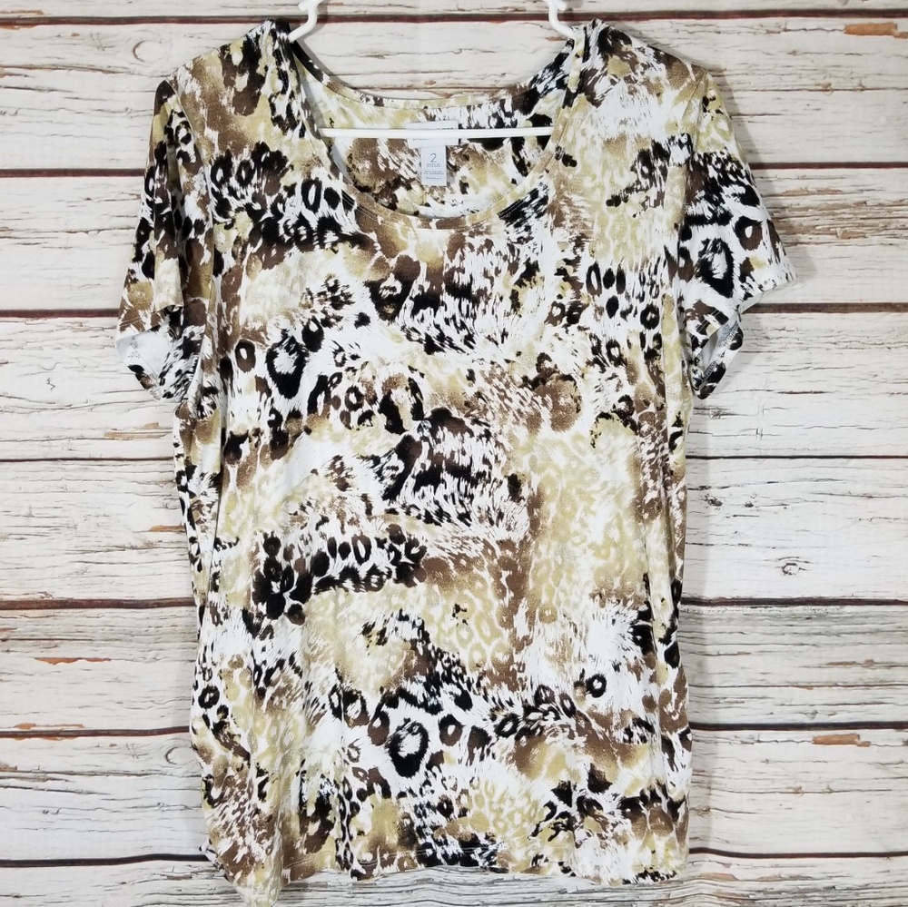 Zenergy by Chico's Brown & Gold Tee, Large